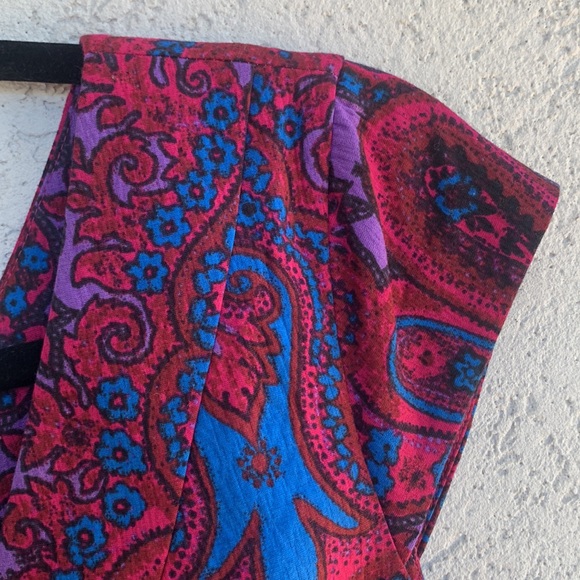 Plenty Dresses by Tracy Reese magenta blue paisley v neck/back cap sleeves - Picture 4 of 13